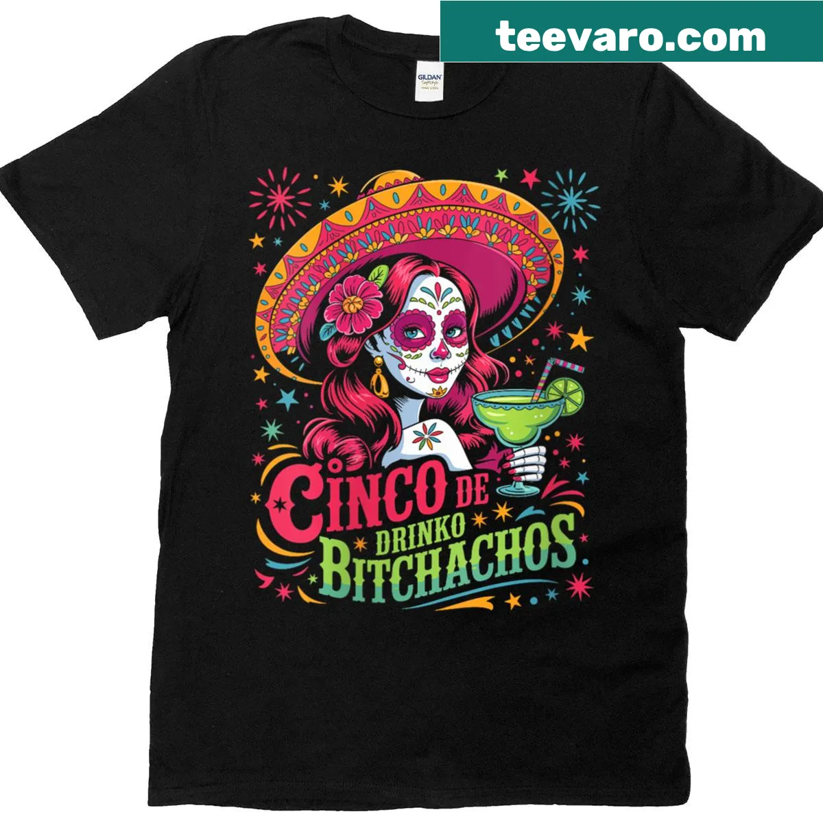 Fun typography Cinco de Mayo graphic on a women's T-shirt — on a men's t-shirt