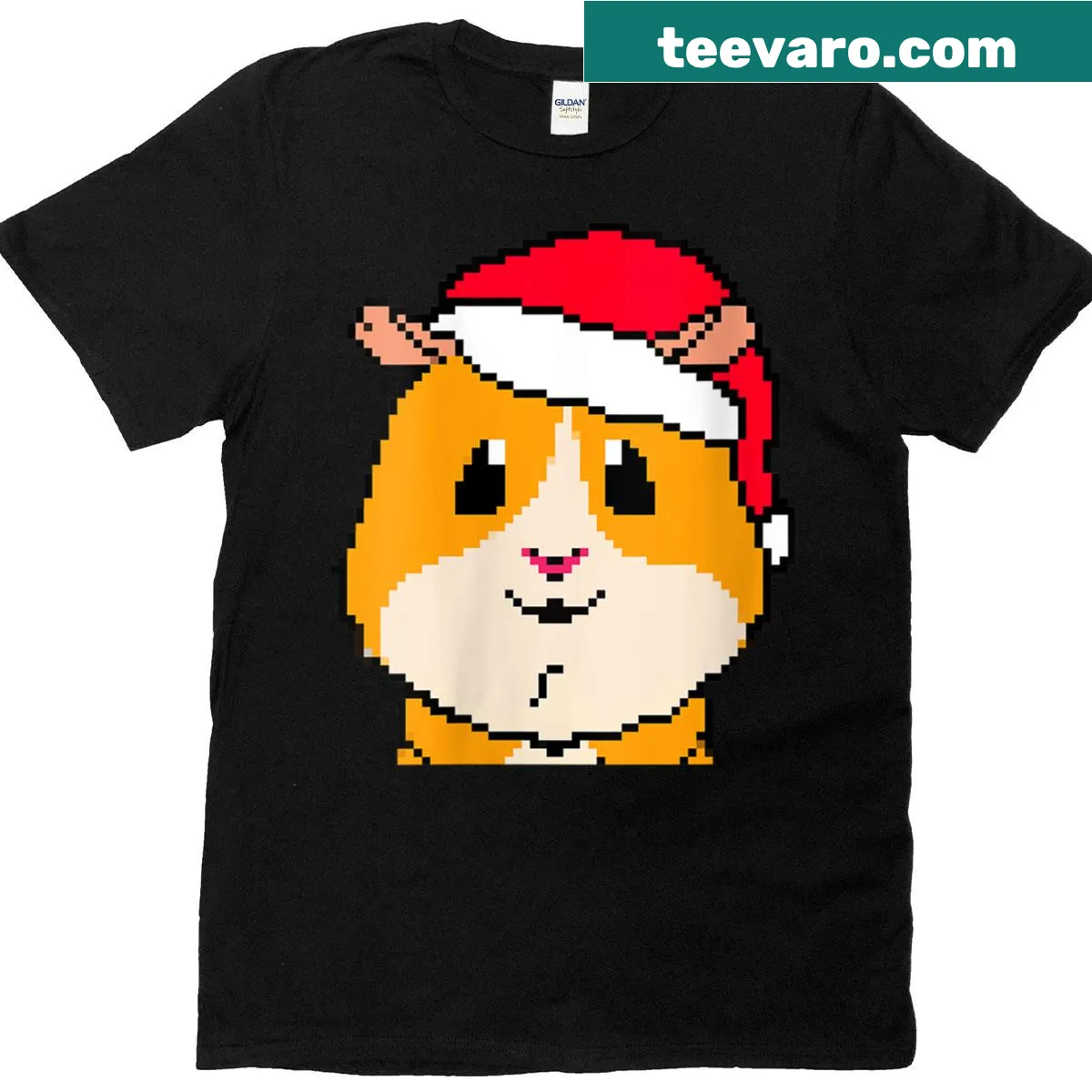 Pixelated guinea pig graphic for a funny Christmas T-shirt — on a men's t-shirt