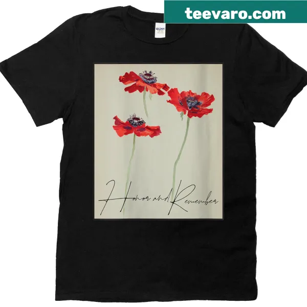 Vintage t-shirt featuring poppy flower graphic for Memorial Day