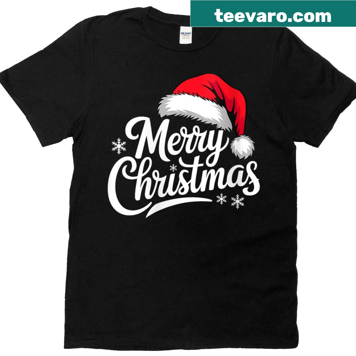 Funny Christmas T-shirt with Santa hat design for family matching — on a men's t-shirt