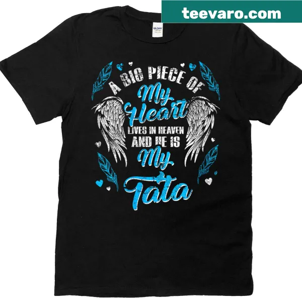 Memorial T-shirt featuring a blue angel and 'My Tata Lives In Heaven' text