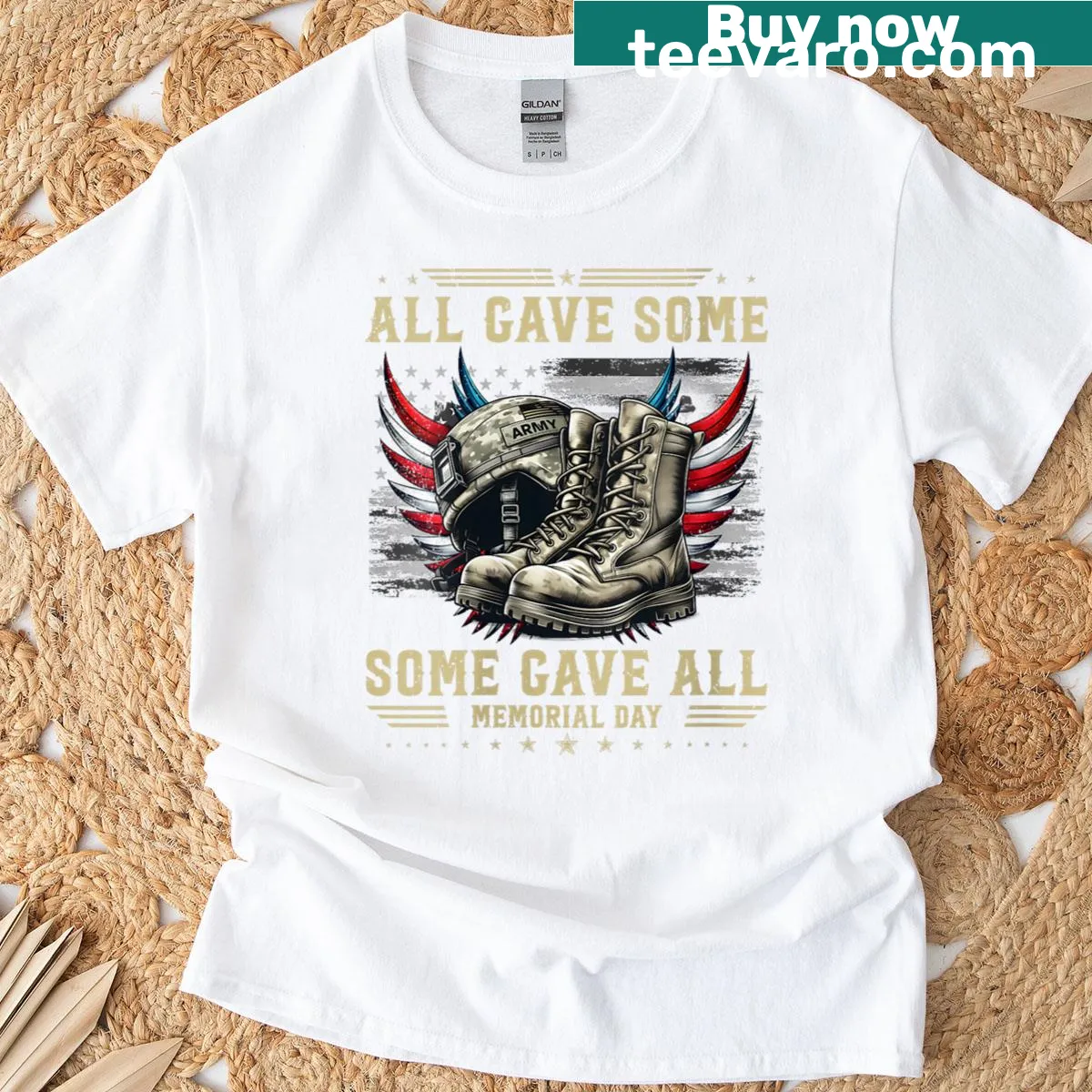 Memorial Day T-shirt with the phrase 'Some Gave All' for honor and remembrance. — on a men's t-shirt