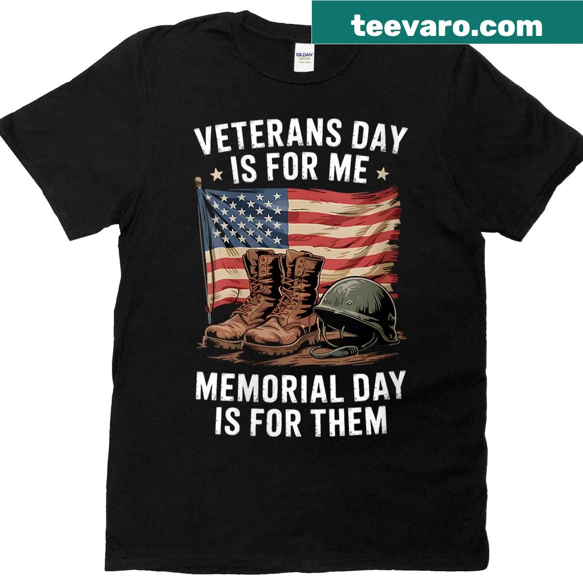 Sentimental typography T-shirt honoring veterans — on a men's t-shirt