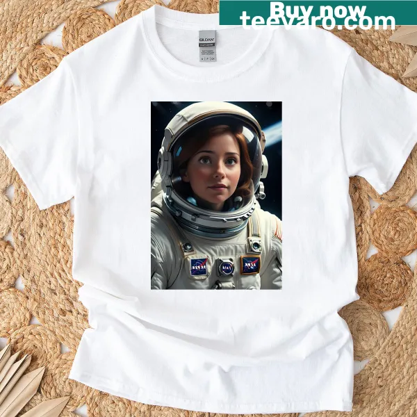 Inspirational t-shirt featuring a woman exploring deep space