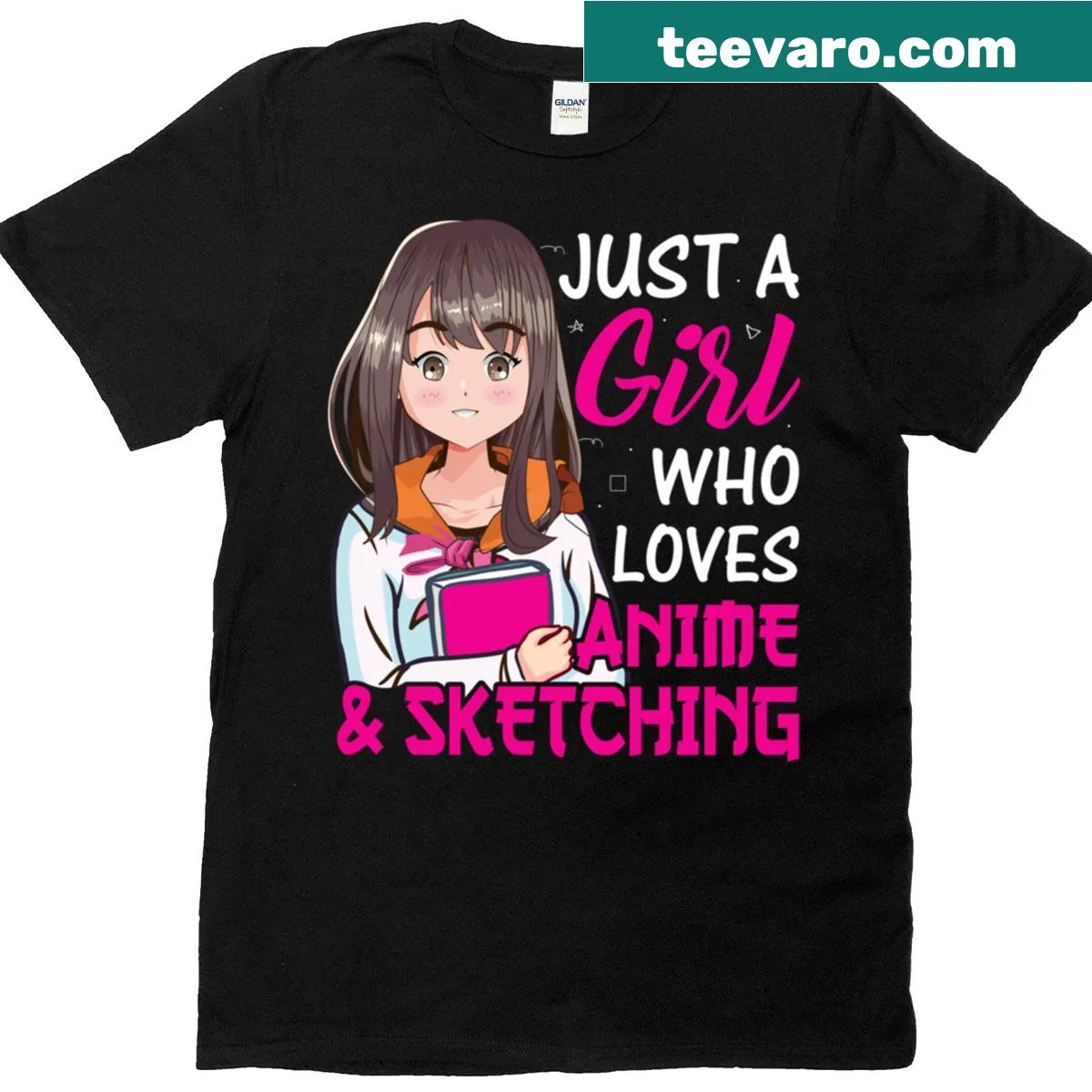 Oversized T-shirt featuring a cute anime girl design — on a men's t-shirt