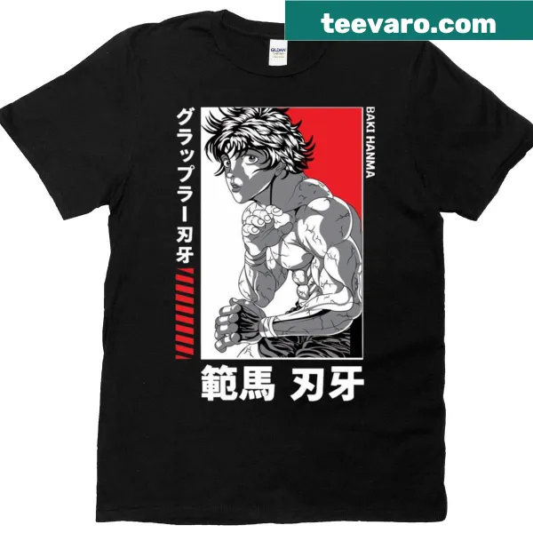 Minimalist t-shirt featuring Baki Hanma character illustration