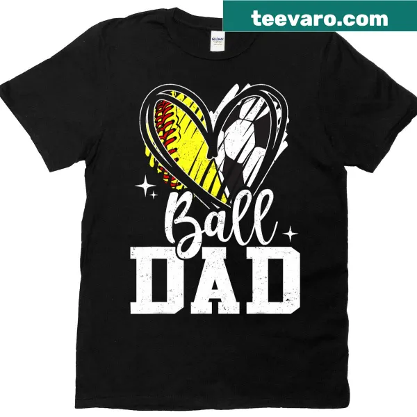 Graphic of softball and soccer ball for a dad on a T-shirt