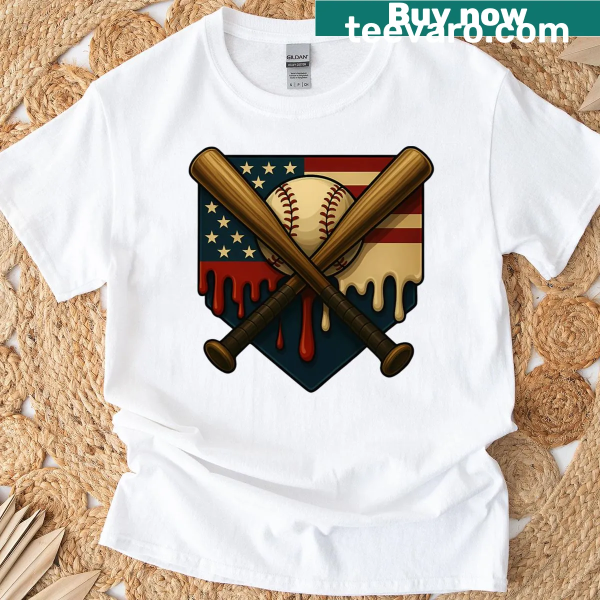 Patriotic shirt featuring an ice cream cone combined with the American flag — on a men's t-shirt