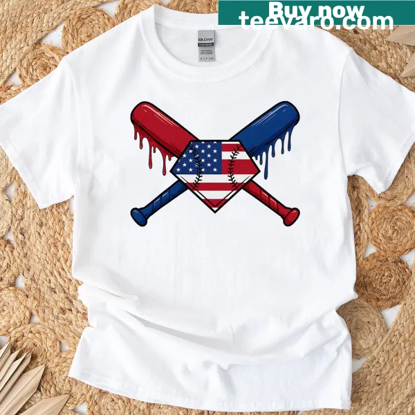 Youth baseball T-shirt featuring dripping ice cream and baseball design