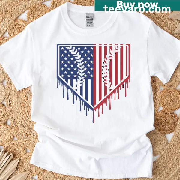 Patriotic shirt with ice cream and American flag illustration