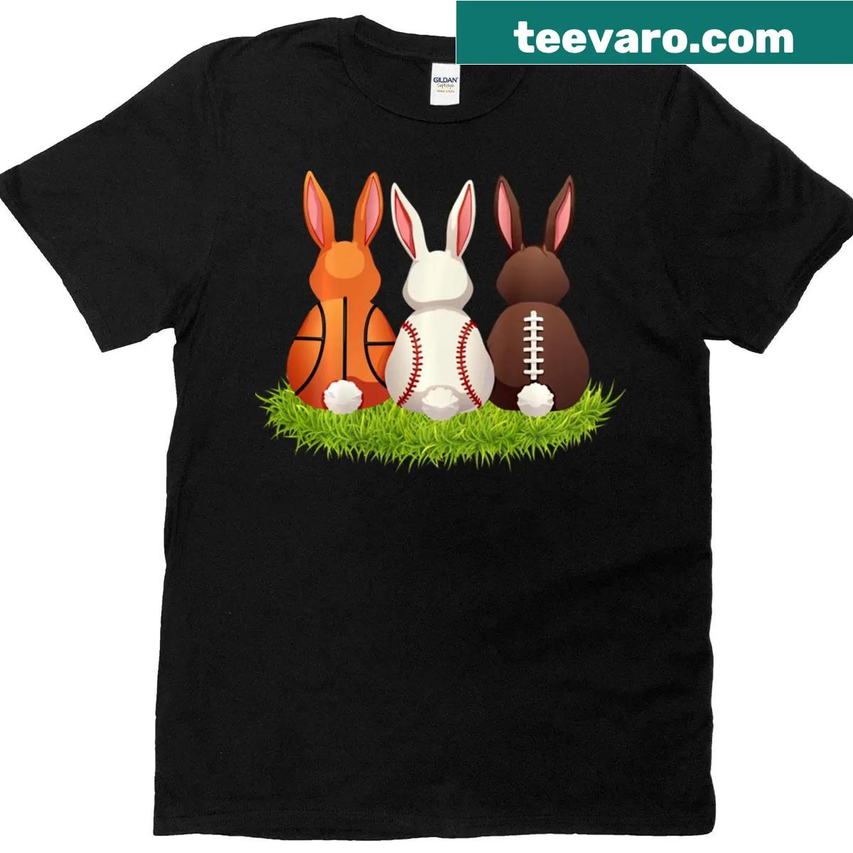 Playful bunny dressed as a sports player on kids' t-shirt — on a men's t-shirt