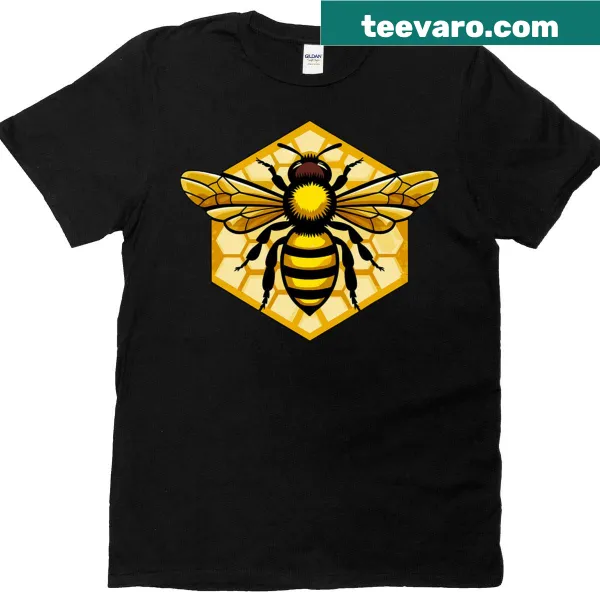Cartoon bee illustrated T-shirt promoting nature