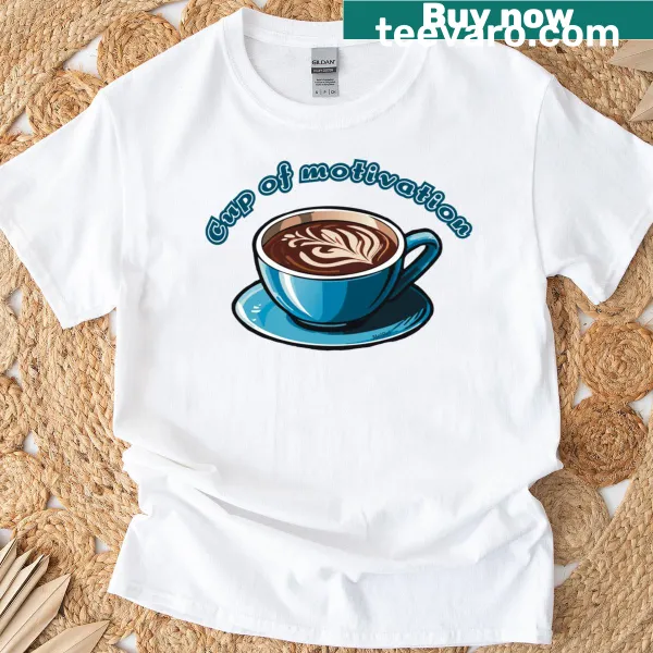 Oversized T-shirt featuring a graphic of a blue coffee cup for coffee lovers.