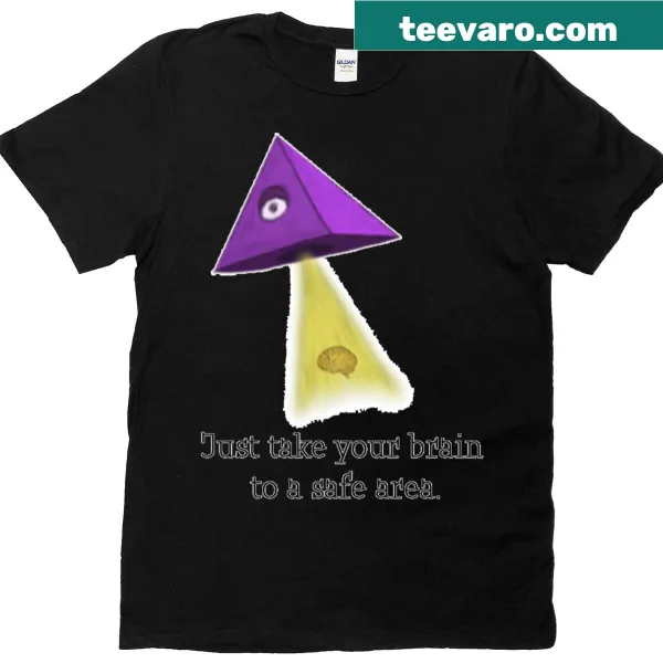 Sci-fi themed T-shirt with a graphic of brain abduction