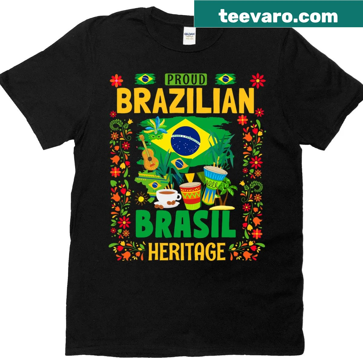 Brazilian flag T-shirt designed for women with elegant silhouette — on a men's t-shirt