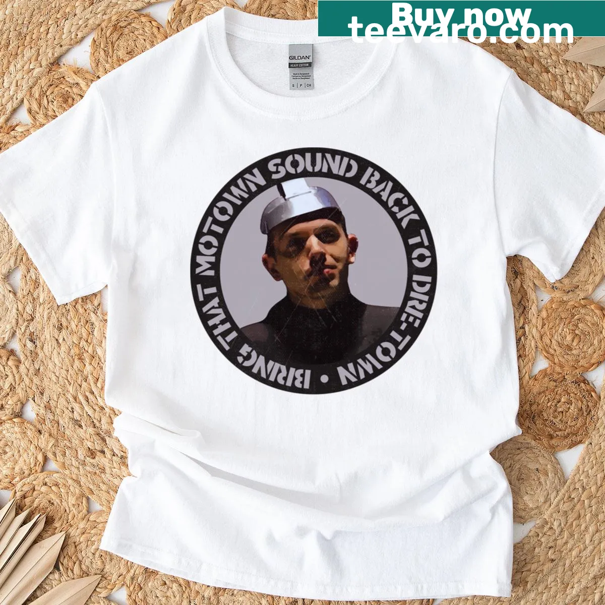 Motown sound themed T-shirt featuring nostalgic typography — on a men's t-shirt