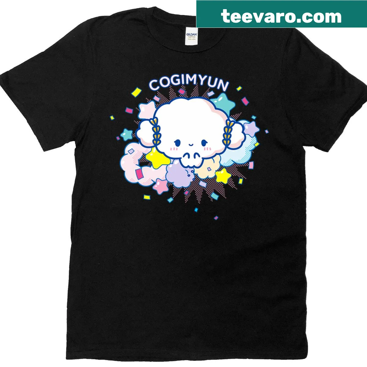 Gaming t-shirt featuring cogimyun character ranking graphic — on a men's t-shirt