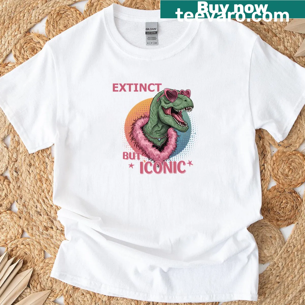 Cartoon T-Rex graphic on a T-shirt — on a men's t-shirt