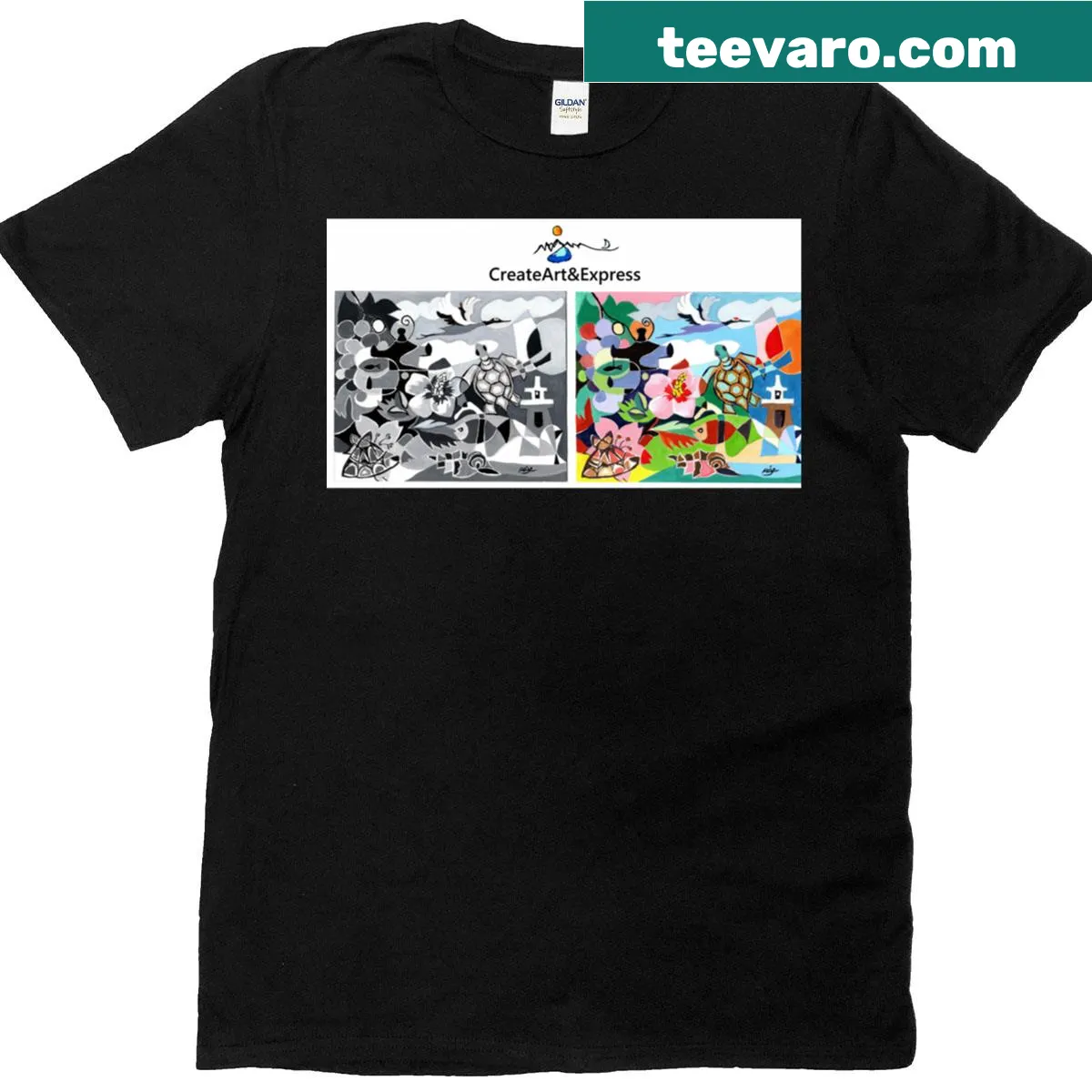 Artistic illustration on a relaxed oversized tee. — on a men's t-shirt