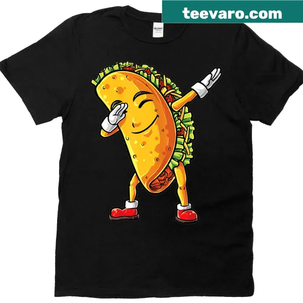 Dabbing taco illustration with funny text on a T-shirt