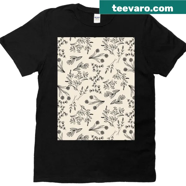 Botanical sketch t-shirt featuring delicate line-art design