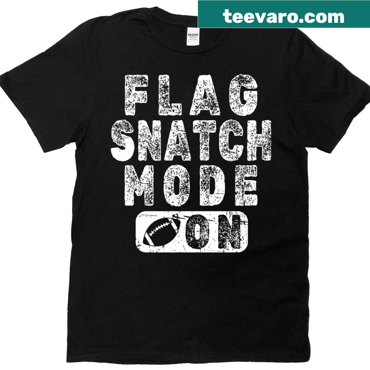 Funny flag football joke graphic on a T-shirt — on a men's t-shirt