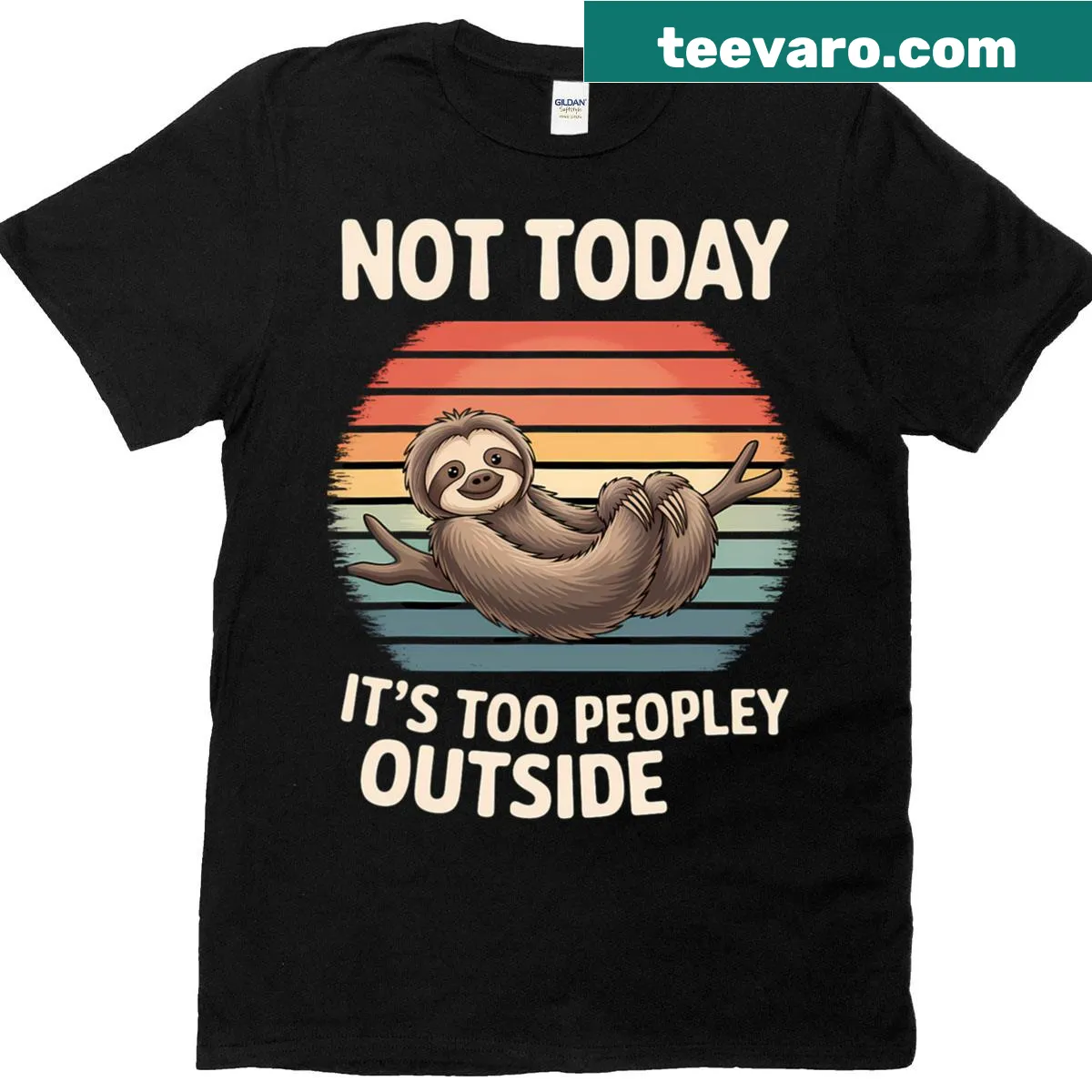 Kawaii sloth t-shirt with a humorous message about avoiding people — on a men's t-shirt