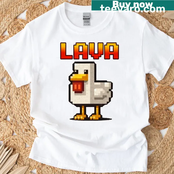 Pixelated chicken graphic on a humorous gamer t-shirt
