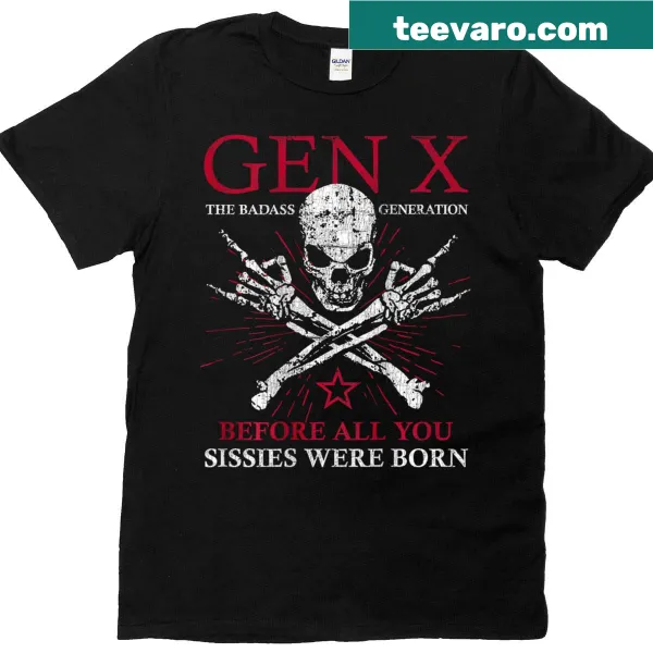 Gen X Est. 1972 graphic t-shirt with nostalgic text.