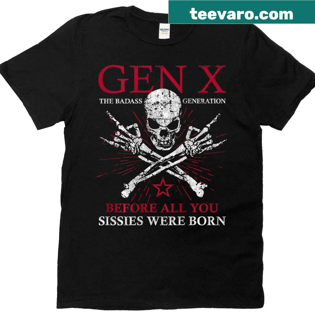 Gen X Est. 1972 graphic t-shirt with nostalgic text. — on a men's t-shirt