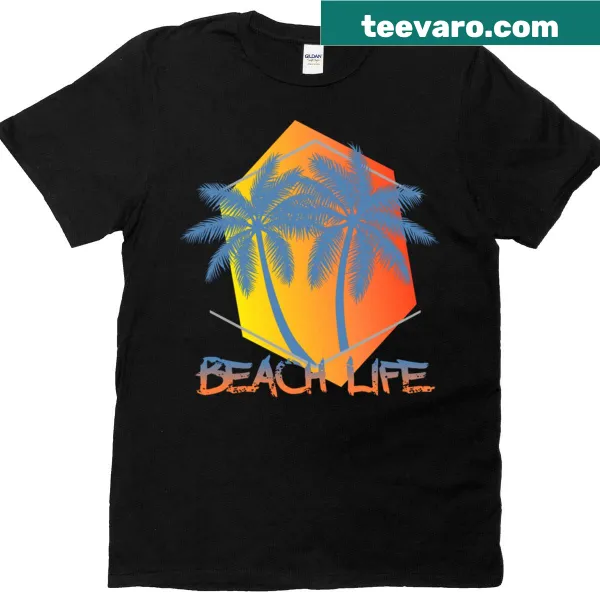 Geometric palm beach illustration T-shirt