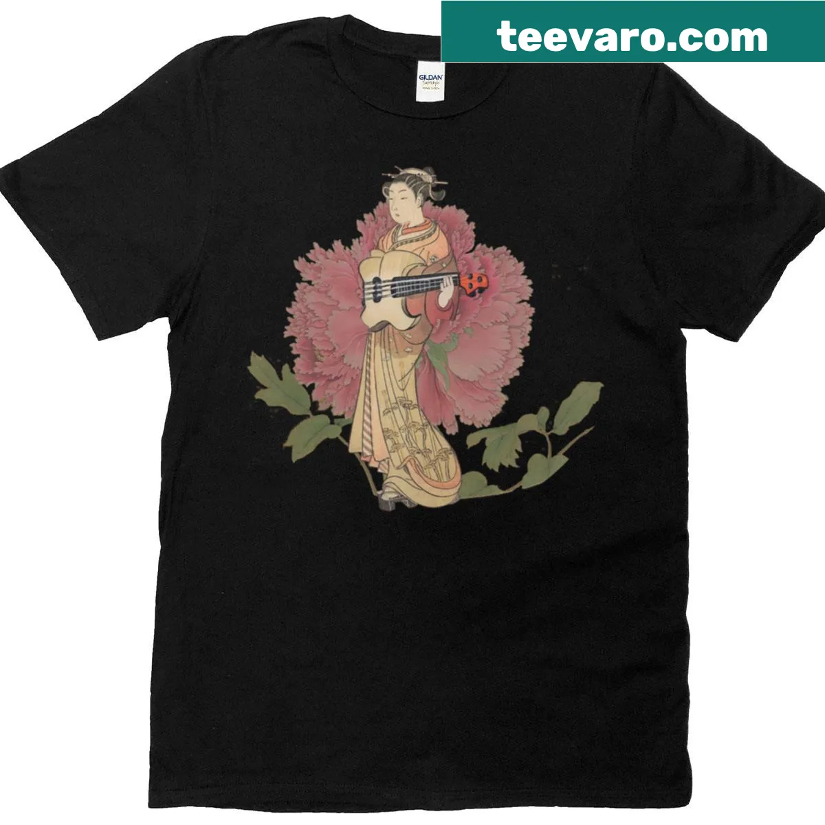 Illustration of guitarist Maiko on a T-shirt — on a men's t-shirt