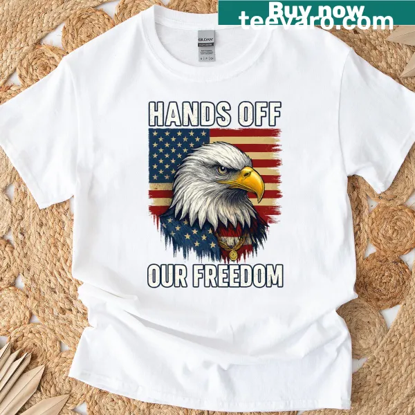 Patriotic T-shirt with bald eagle and American flag graphic
