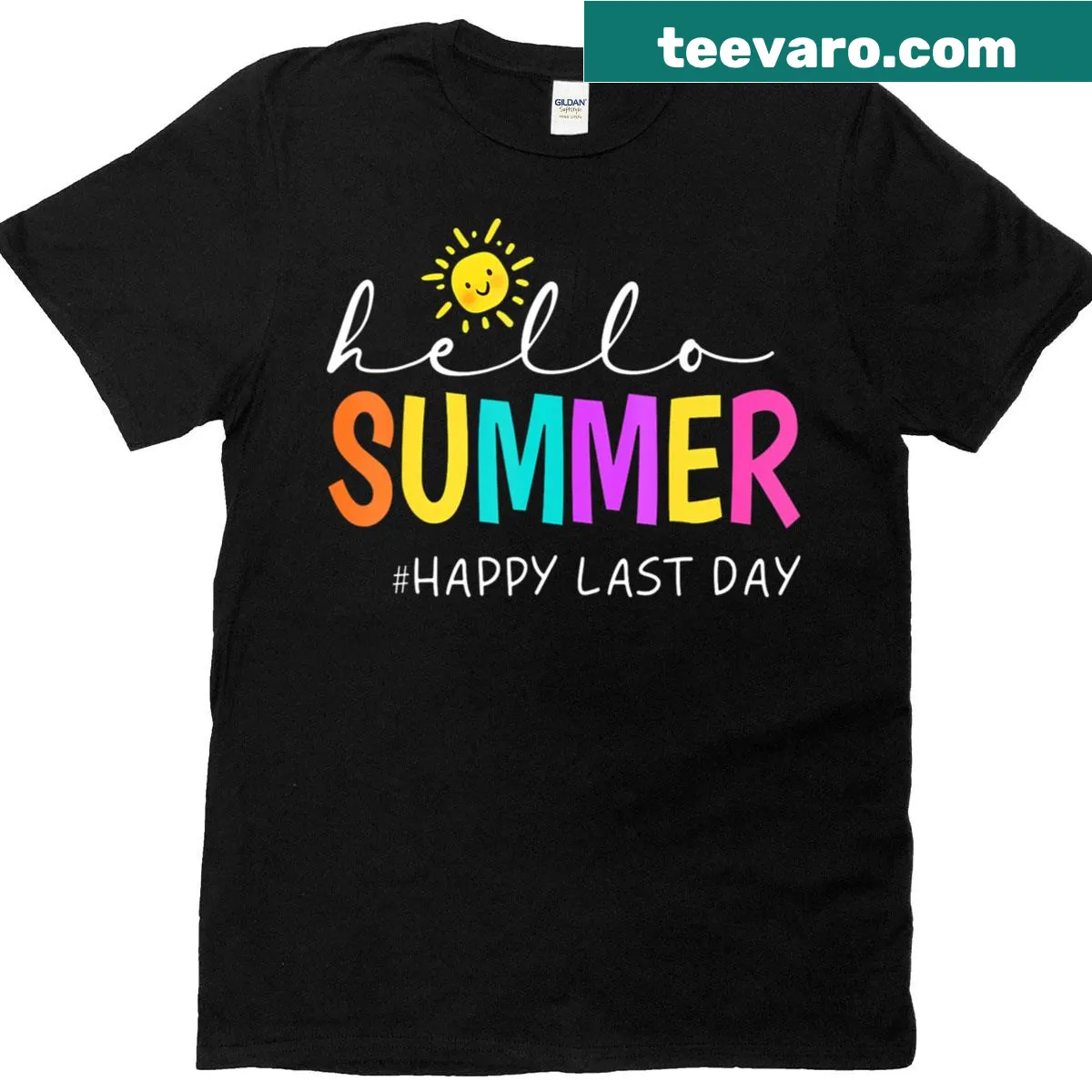 Cheerful last day of school T-shirt with summer theme — on a men's t-shirt