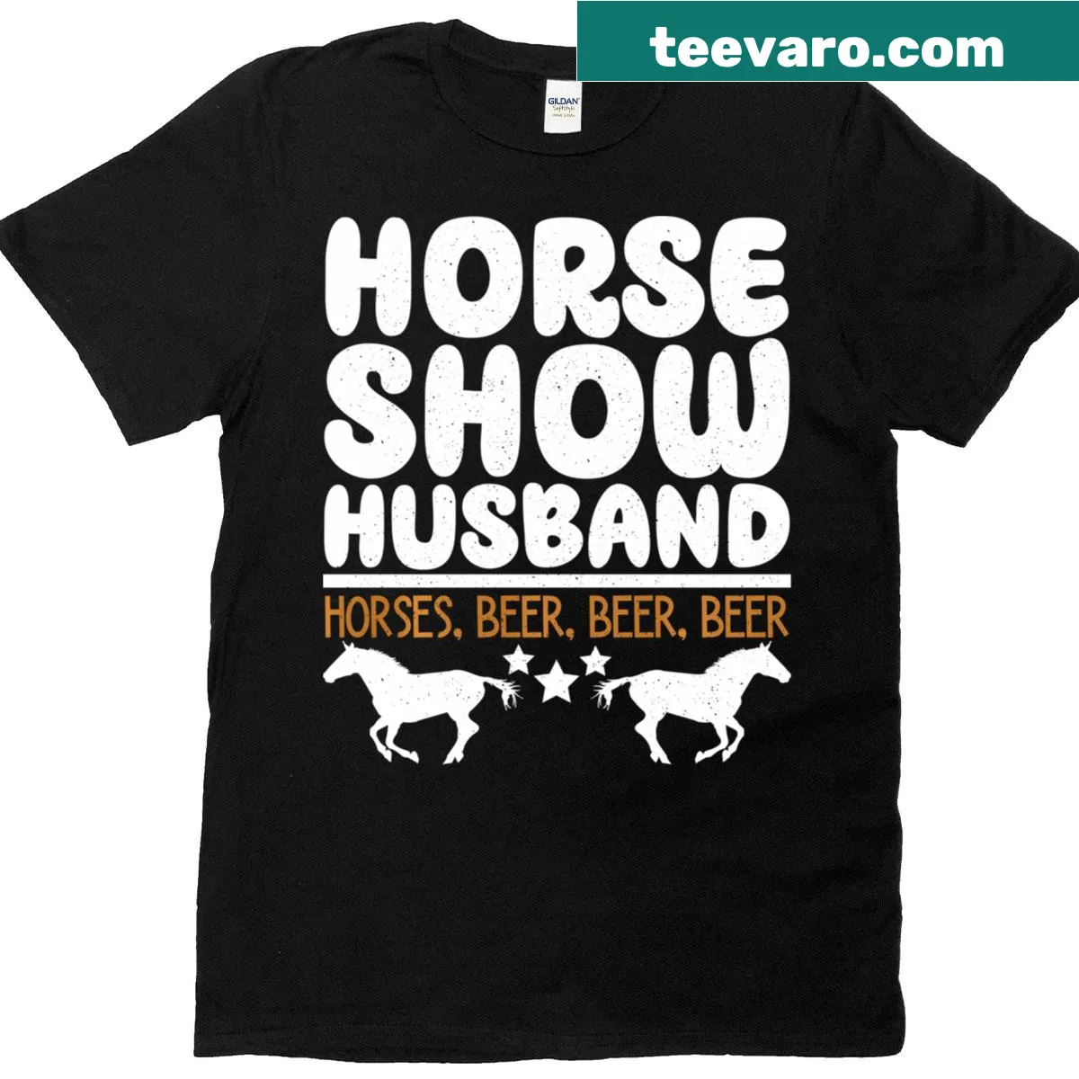 Illustration of horses and beer on a t-shirt — on a men's t-shirt