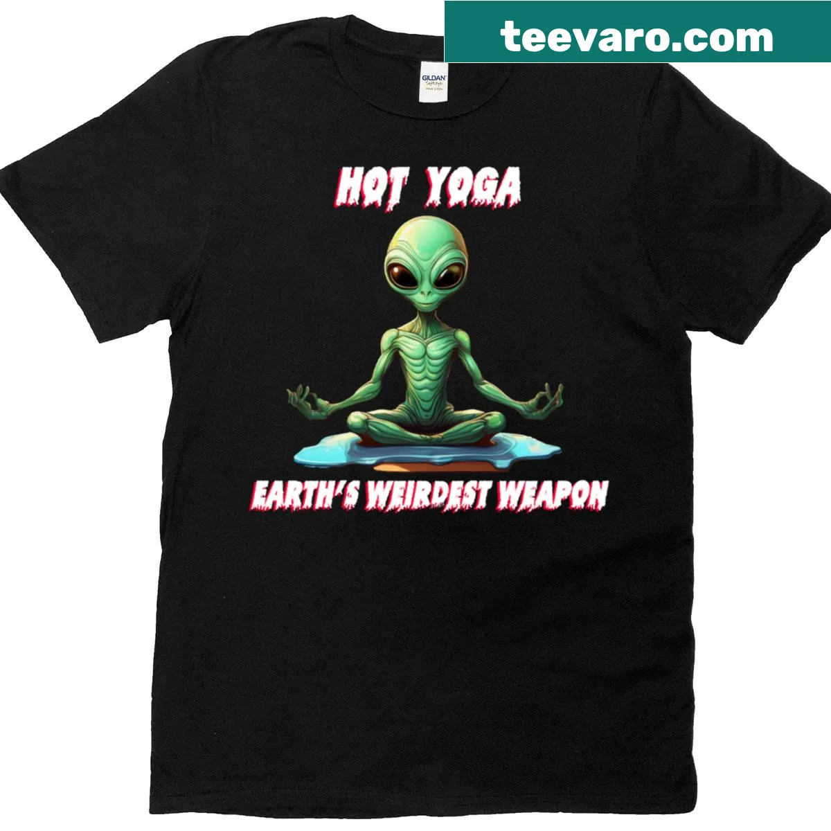 Oversized hot yoga t-shirt with humorous phrase about yoga — on a men's t-shirt