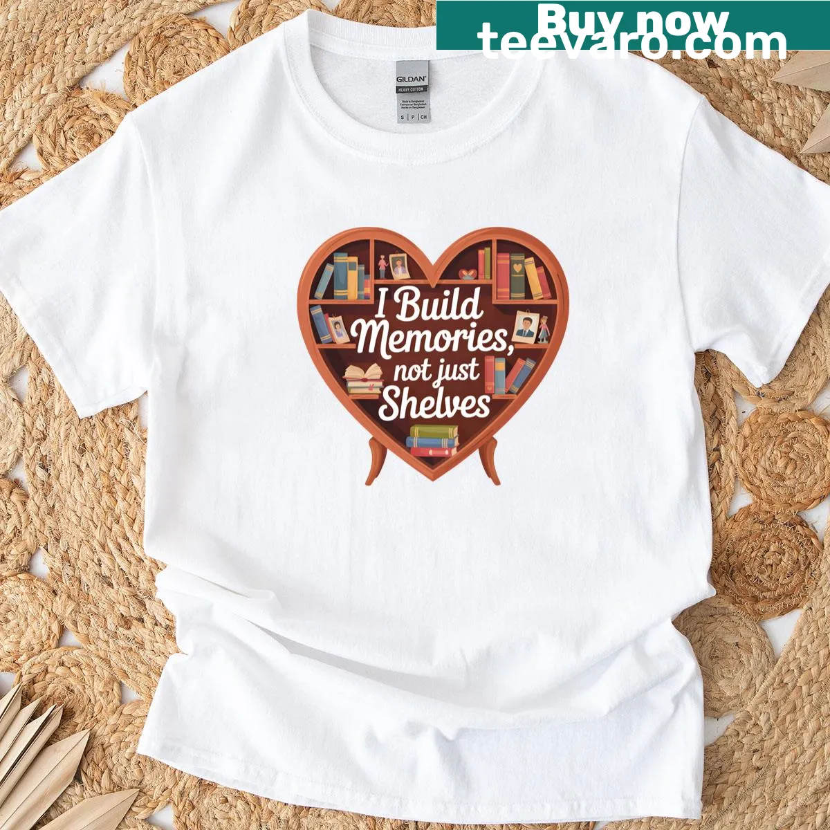 T-shirt featuring the phrase 'I build memories, not just shelves' for DIY enthusiasts. — on a men's t-shirt