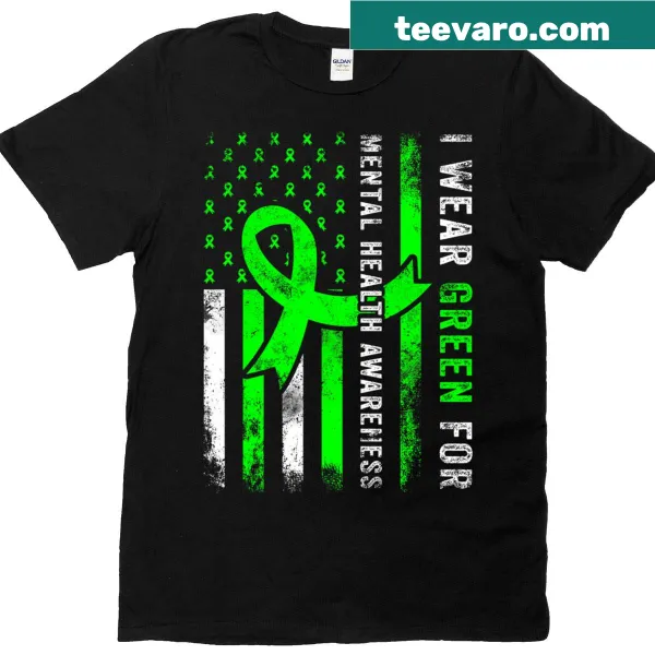 Mental health awareness T-shirt with US flag ribbon design