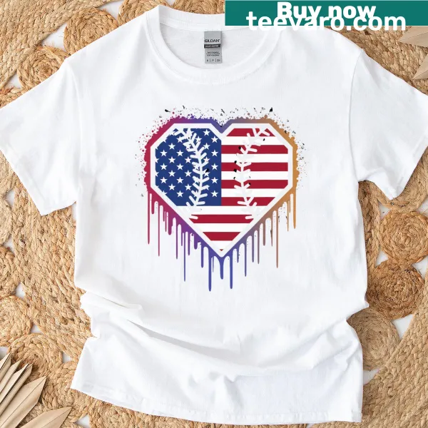 T-shirt featuring a dripping ice cream and American flag design
