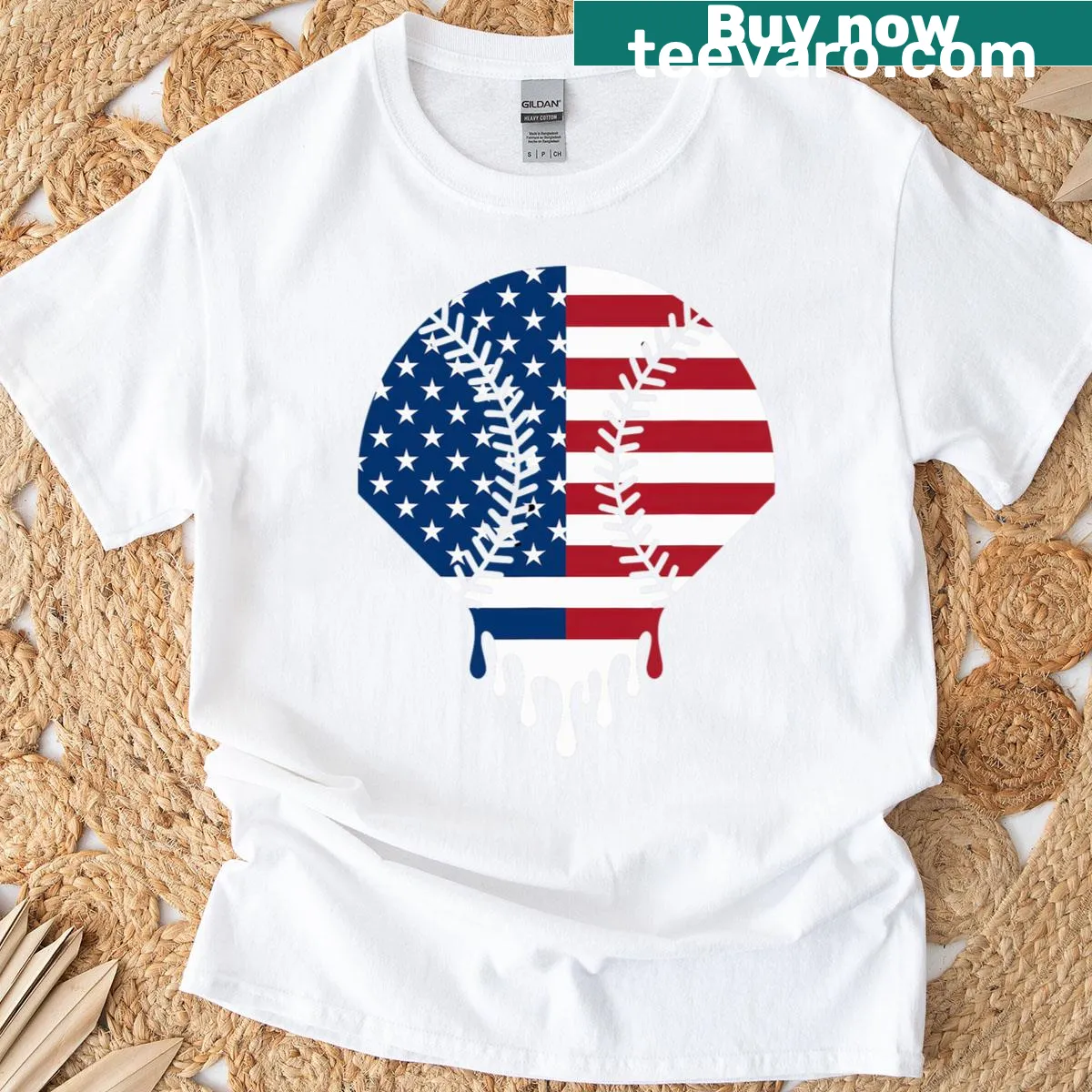 Patriotic t-shirt with ice cream and American flag design — on a men's t-shirt