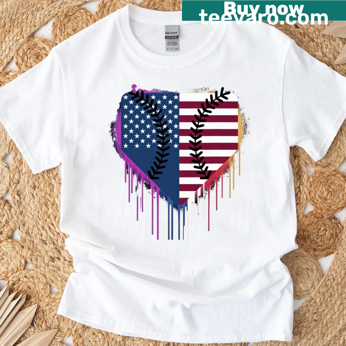 Patriotic T-shirt with ice cream and American flag graphic — on a men's t-shirt