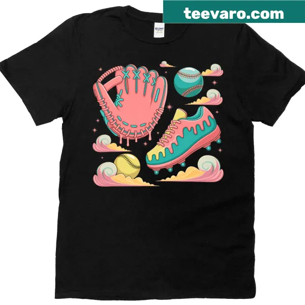 T-shirt with a playful ice cream and baseball graphic
