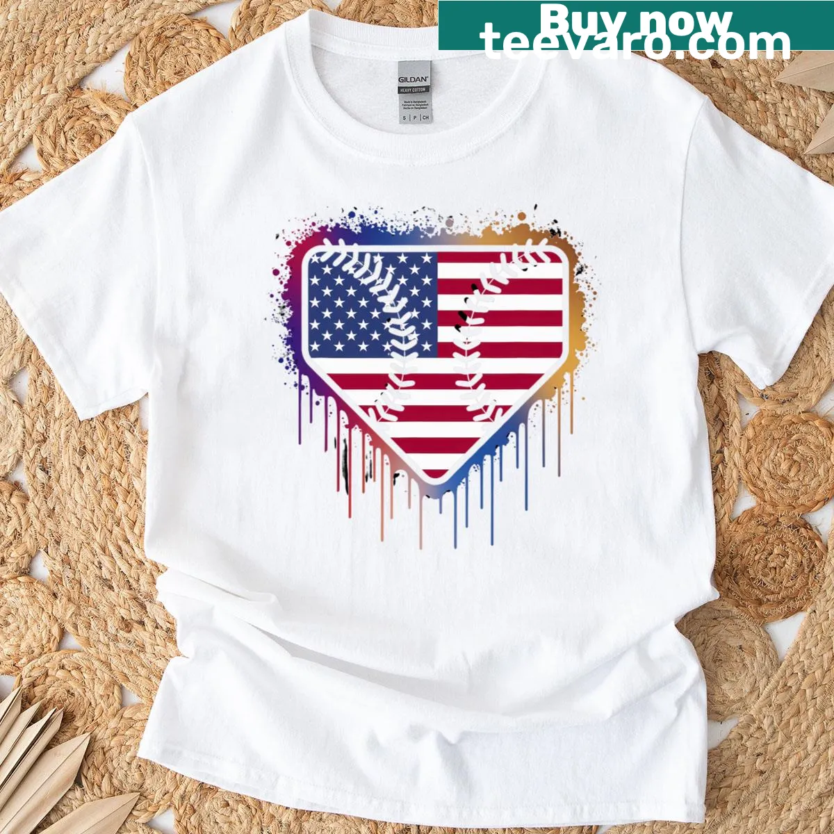 Patriotic boys' t-shirt with ice cream and American flag design — on a men's t-shirt