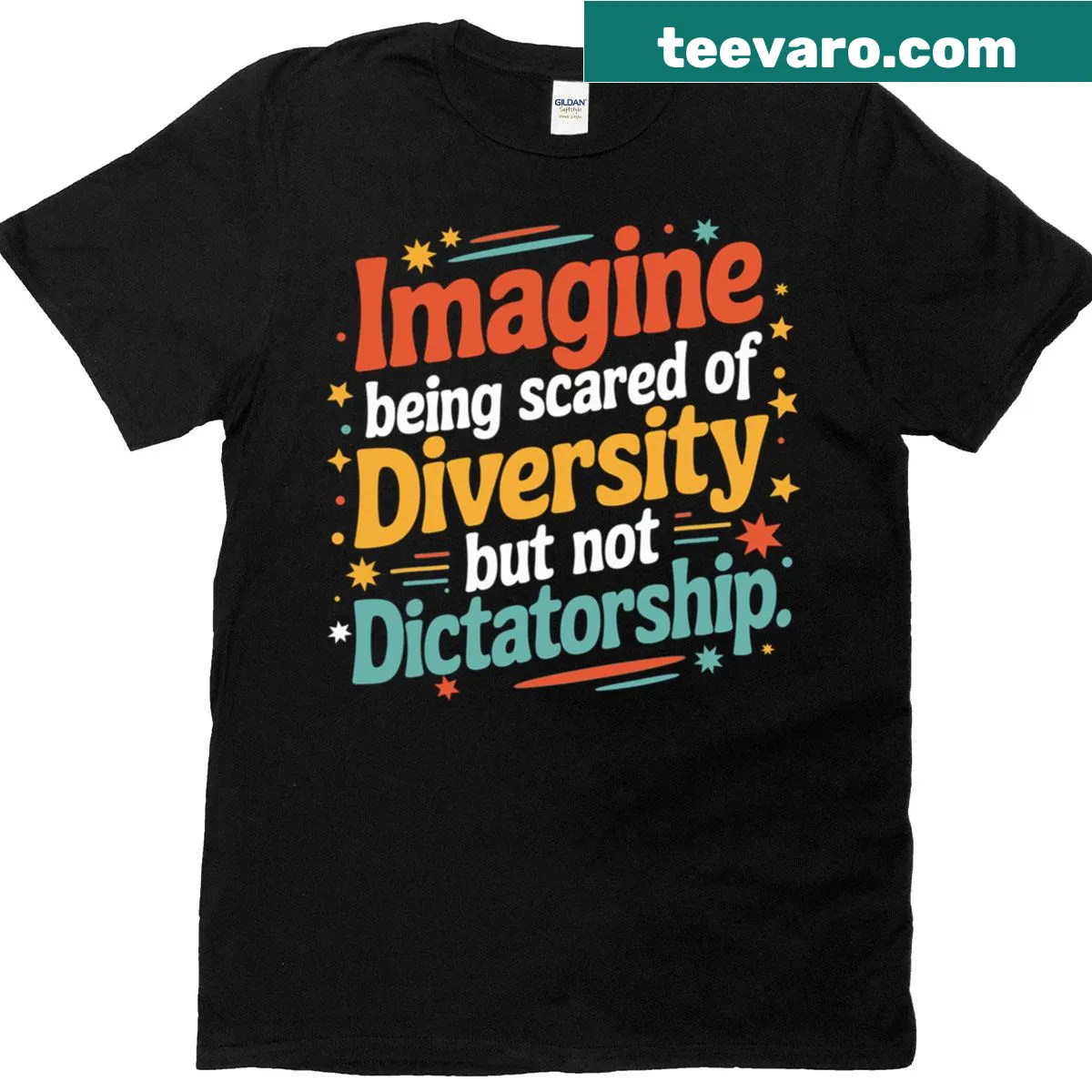 T-shirt with a phrase questioning societal norms concerning diversity — on a men's t-shirt