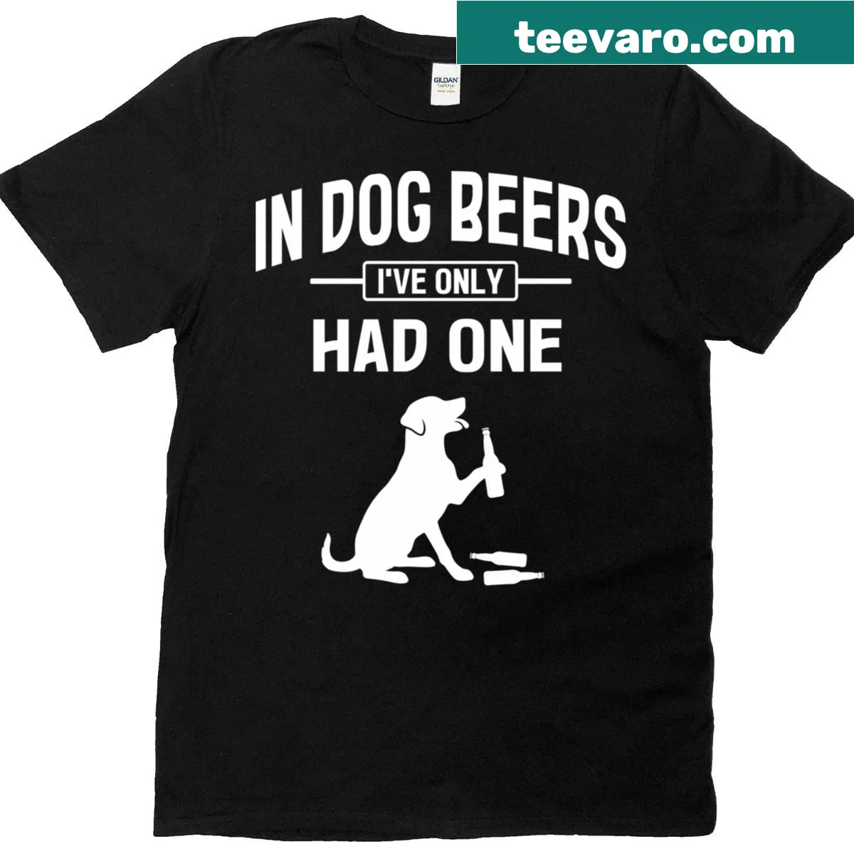 Humorous T-shirt with the phrase about dog beers for dog lovers — on a men's t-shirt
