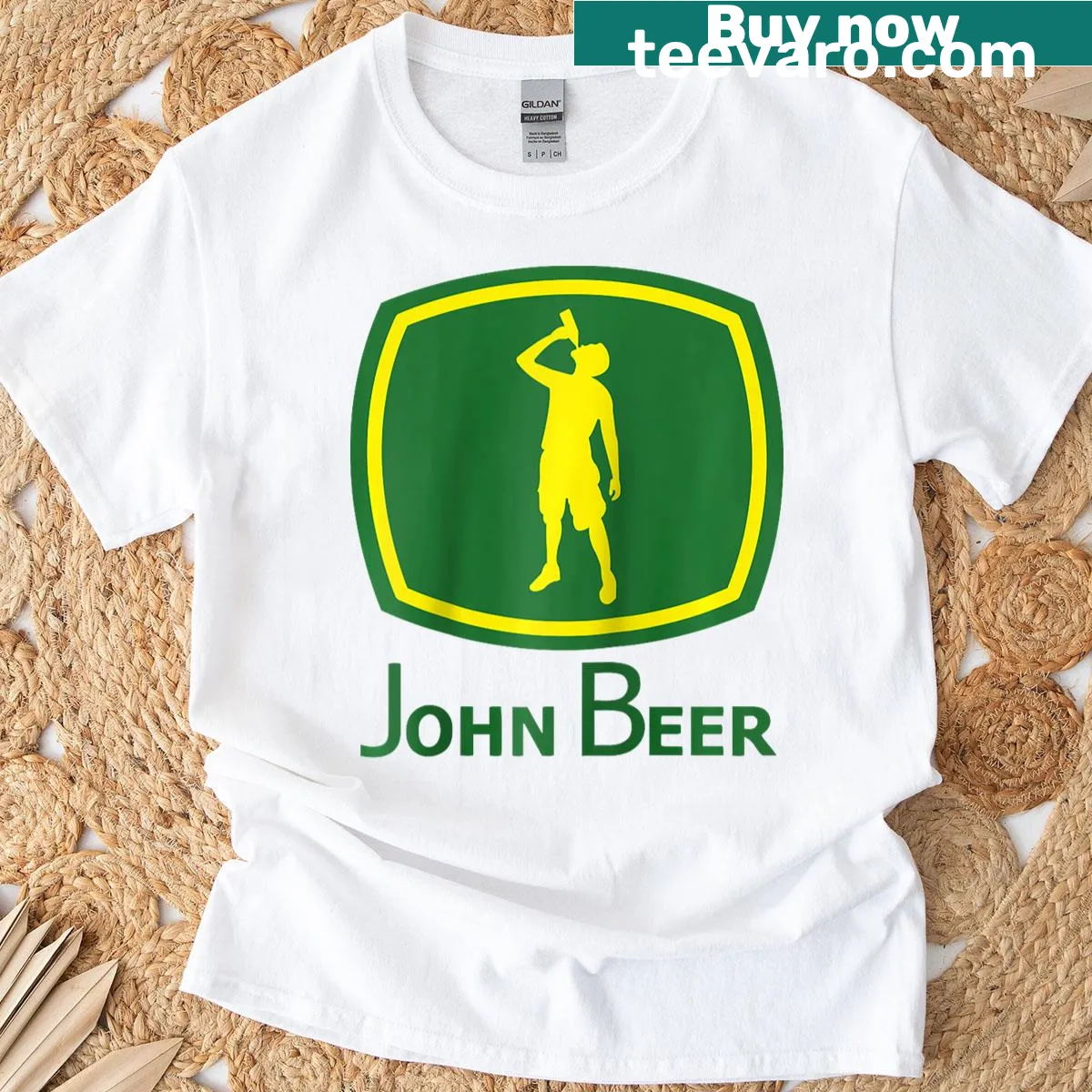 Funny beer-themed raglan baseball tee with bottles and cans graphic. — on a men's t-shirt