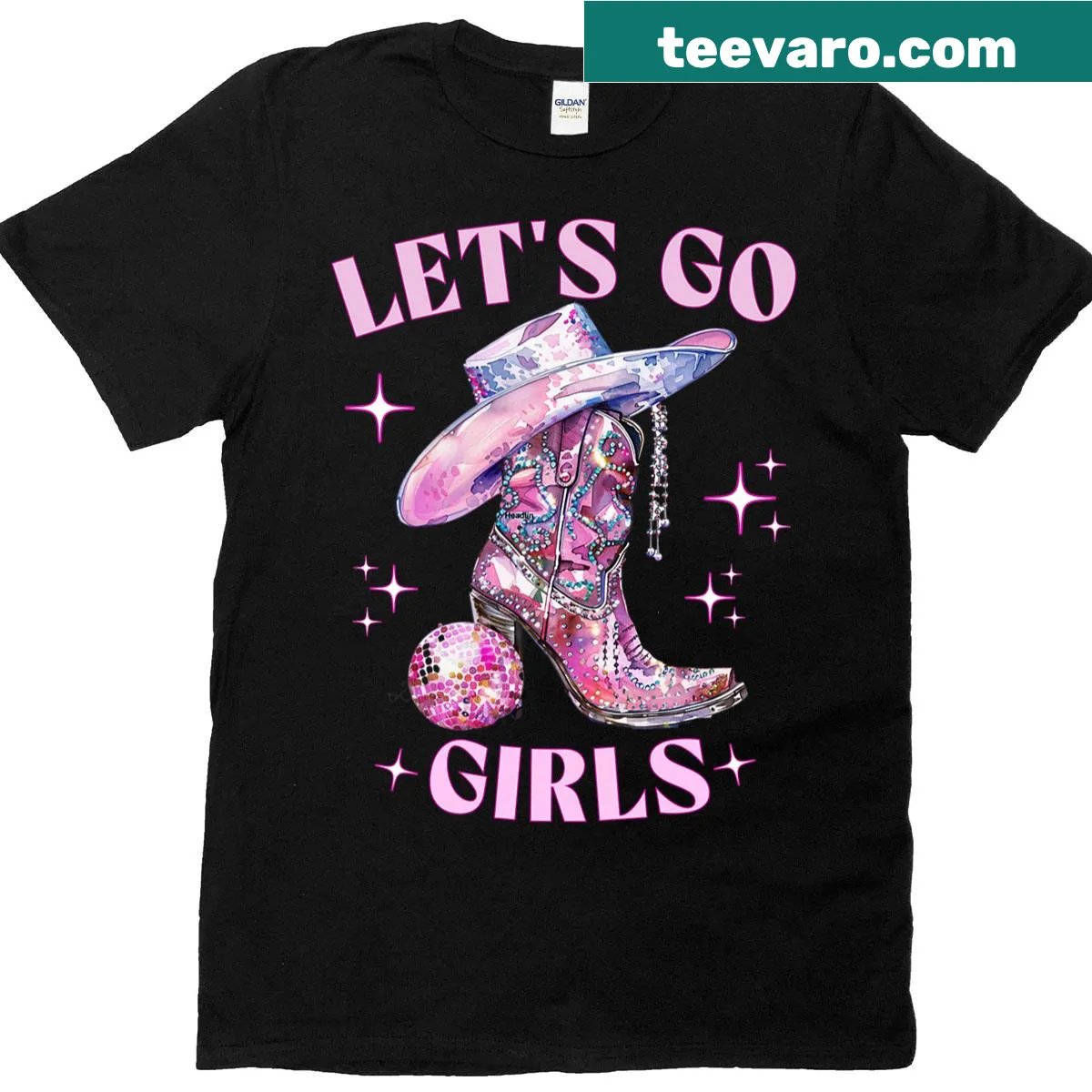 T-shirt with 'let's go girls!' text, perfect for bachelorette parties — on a men's t-shirt