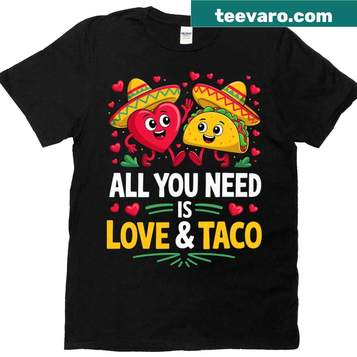 Funny Cinco de Mayo T-shirt with taco and sombrero graphic. — on a men's t-shirt
