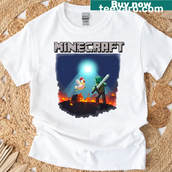Minecraft chicken jockey meme T-shirt for gaming fans