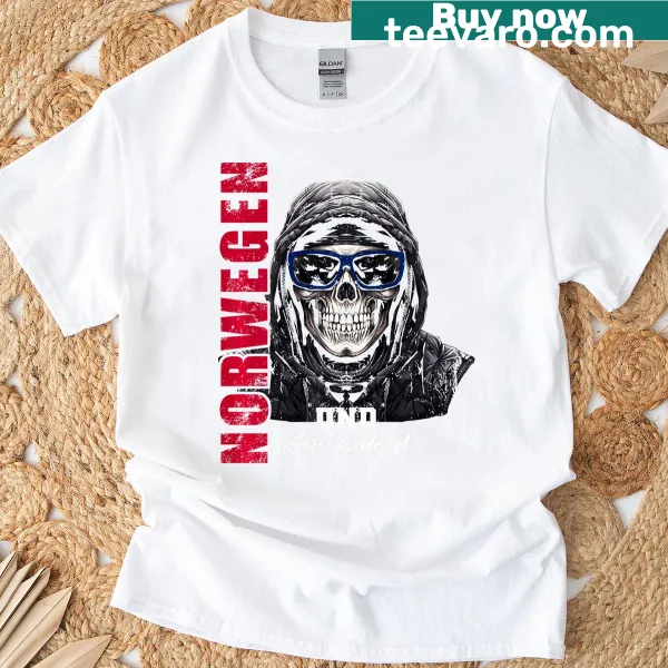 Illustrative t-shirt showcasing Norway's landmarks and culture